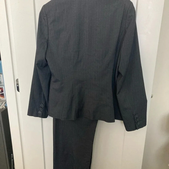 ATELIER Sz 12 Business Career Pinstripe Pantsuit Polka Dot Contrast Lining Suit - Picture 5 of 10